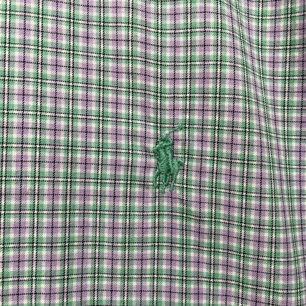TWO Ralph Lauren XL long sleeve cotton button down dress shirts chambray check - Picture 2 of 13